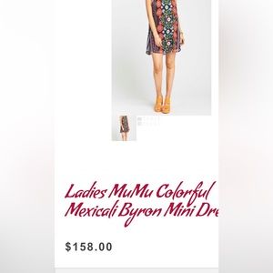 Show me your Mumu Byron Mexicali mini dress. NWOT. Retail‎ 158